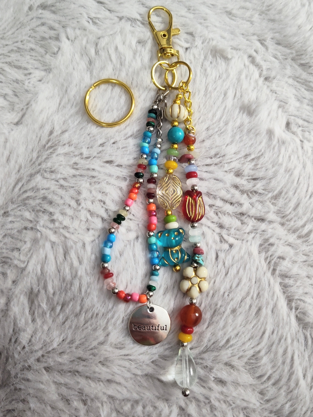 Multicolor Beaded Purse Charm, Keychain/Bracelet